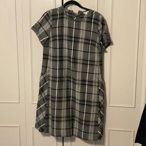 Gray Plaid Short Sleeve Dress